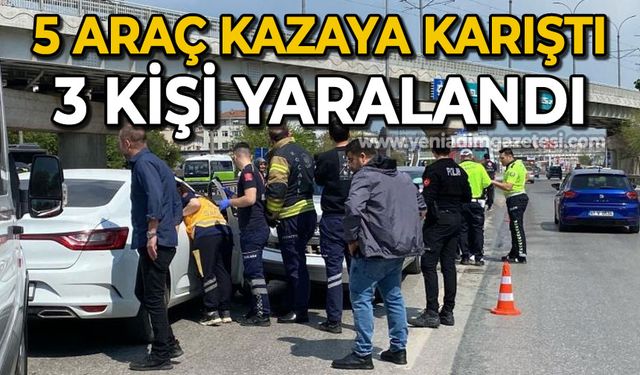 5 aracın karıştığı zincirleme trafik kazasında 3 kişi yaralandı