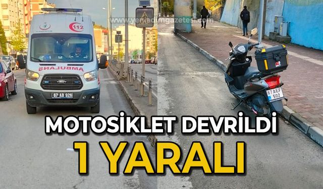 Motosiklet devrildi: 1 yaralı