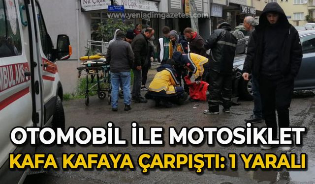 Otomobil ile motosiklet kafa kafaya çarpıştı: 1 yaralı