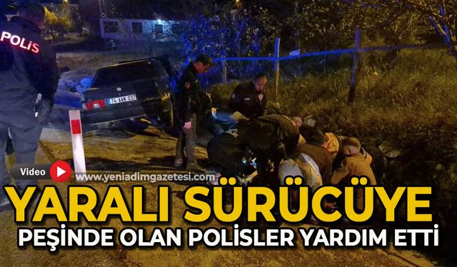 Yaralı sürücüye, kovalamaca sırasında peşinde olan polisler yardım etti