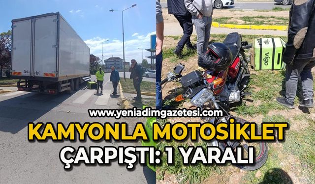 Kamyonla motosiklet çarpıştı