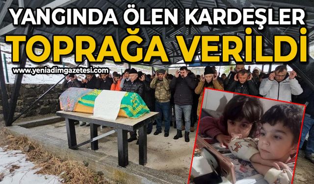 Yangında ölen minik kardeşler toprağa verildi
