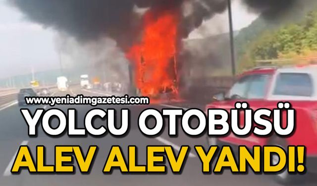 Yolcu otobüsü alevlere teslim oldu