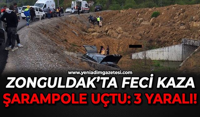 Otomobil yol çalışması için alternatif açılan yoldan şarampole uçtu: 3 yaralı