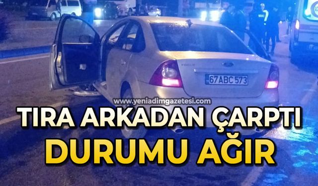 Park halindeki tıra çarptı: Durumu ağır