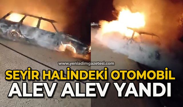 Seyir halindeki otomobil alev alev yandı