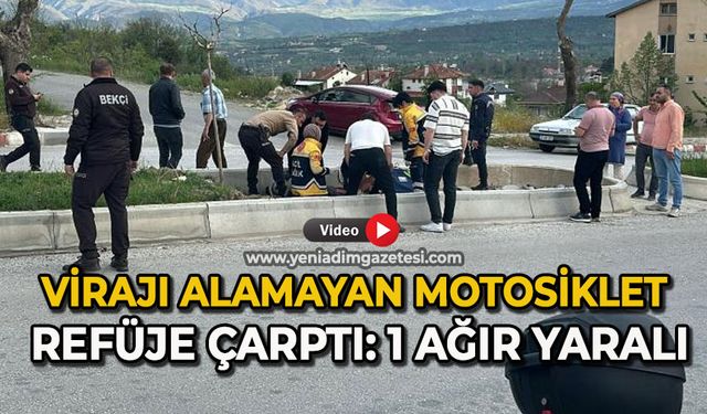 Virajı alamayan motosiklet refüje çarptı: 1 ağır yaralı