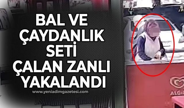 Bal ve çaydanlık seti çalan zanlı yakalandı