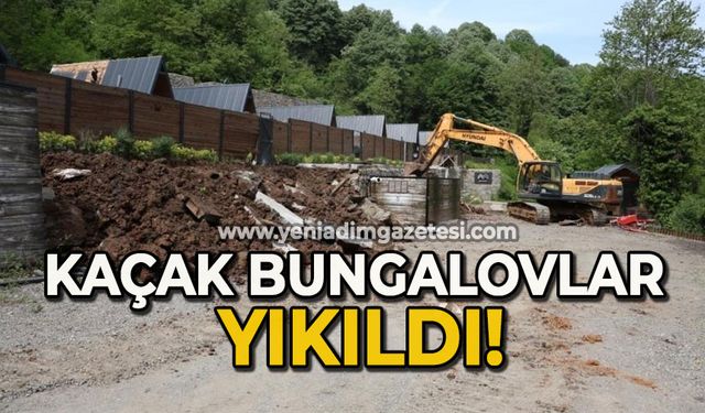 Kaçak bungalovlar yıkıldı
