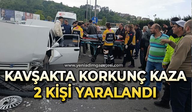 Kavşakta korkunç kaza: 2 kişi yaralandı