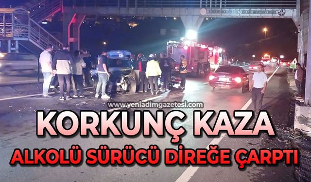Korkunç kaza: Alkollü sürücü direğe çarptı