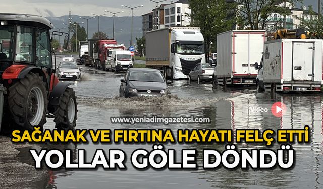 Sağanak ve fırtına hayatı felç etti Yollar göle döndü