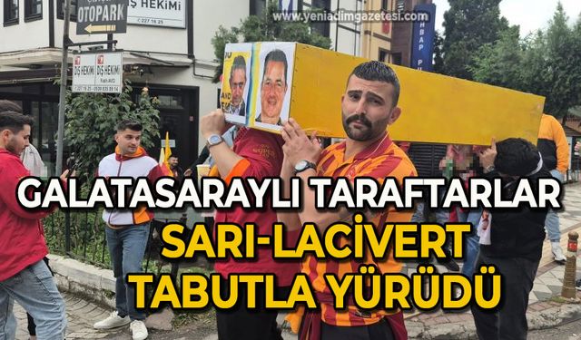 Galatasaraylı taraftarlar sarı-lacivert renkli tabutla yürüdü