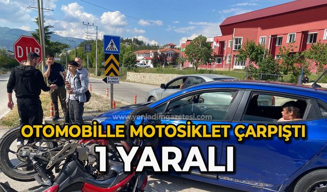 Otomobille motosiklet çarpıştı 1 yaralı