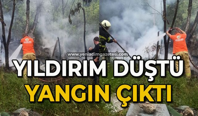 Yıldırım düştü yangın çıktı