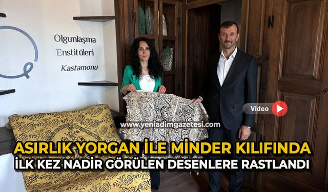 Asırlık yorgan ile minder kılıfında ilk kez nadir görülen desenlere rastlandı