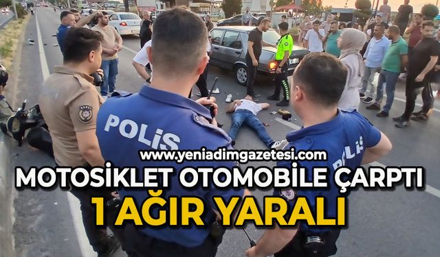 Motosiklet otomobile çarptı: 1 ağır yaralı