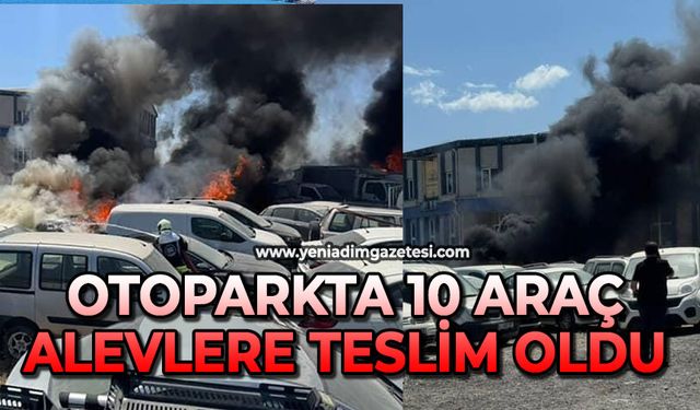 Otoparkta 10 araç alevlere teslim oldu