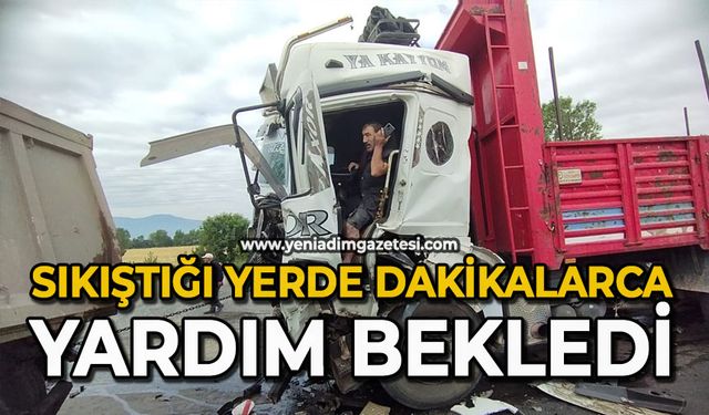 Sıkıştığı yerde dakikalarca yardım bekledi