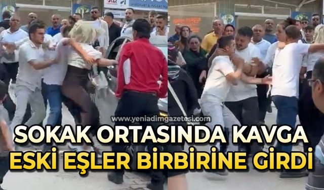 Sokak ortasında kavga: Eski eşler birbirine girdi