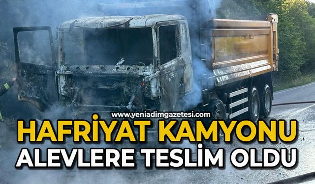 Hafriyat kamyonu alevlere teslim oldu