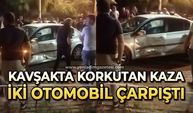 Kavşakta kaza: İki araç çarpıştı