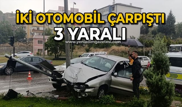 İki otomobil çarpıştı 3 yaralı
