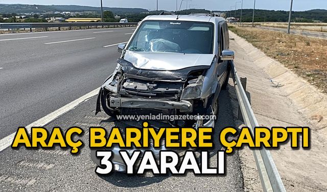 Araç bariyere çarptı: 3 yaralı