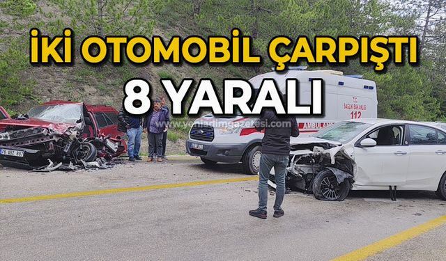 İki otomobil çarpıştı 8 yaralı