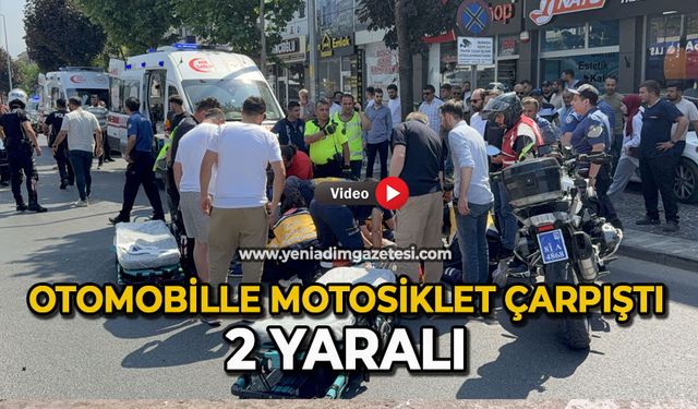 Otomobille motosiklet çarpıştı: 2 yaralı