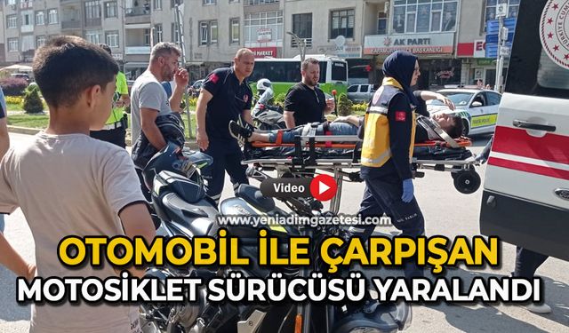 Otomobil ile çarpışan motosiklet sürücüsü yaralandı