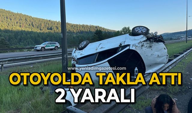 Otoyolda takla attı: 2 yaralı