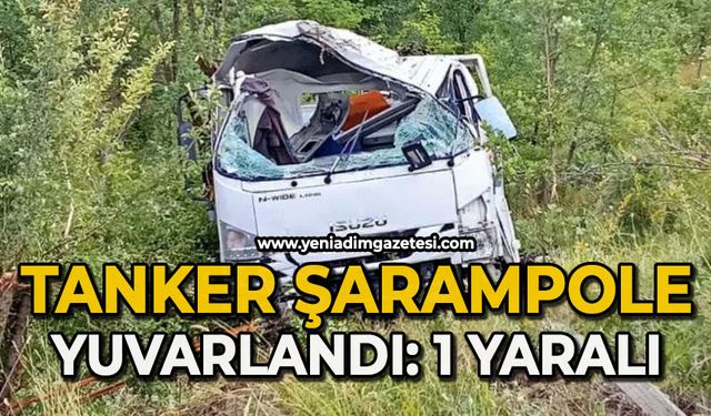 Tanker şarampole yuvarlandı: 1 yaralı