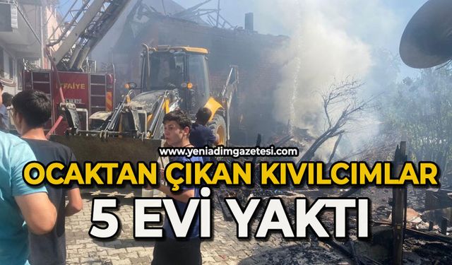 Ocaktan sıçrayan kıvılcımlar 5 evi yaktı