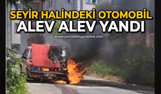 Seyir halindeki otomobil alev alev yandı