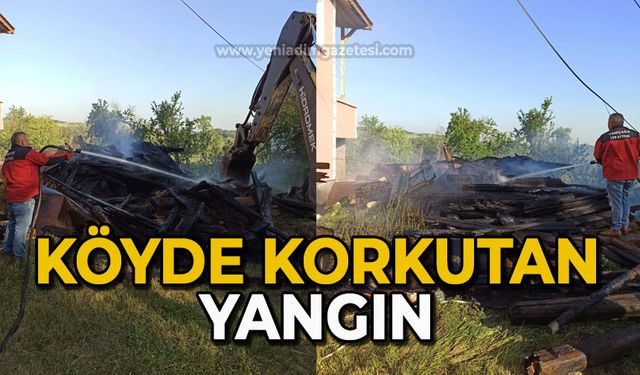 Köyde korkutan yangın