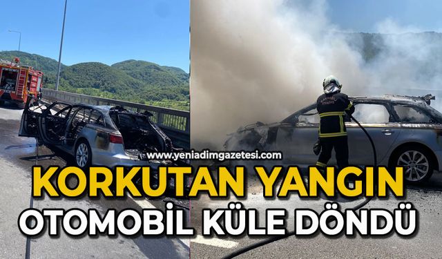 Korkutan yangın: Otomobil küle döndü