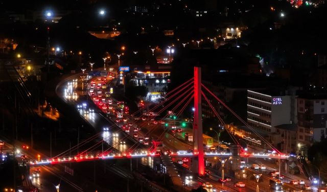 "Terörsüz Türkiye" için üst geçitler aydınlatıldı