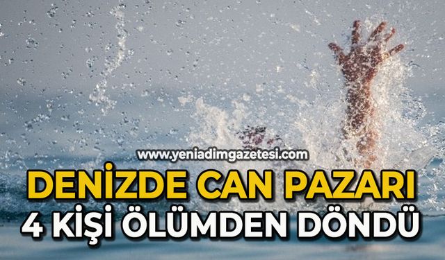 Denizde boğulma tehlikesi geçiren 4 kişiyi cankurtaranlar kurtardı