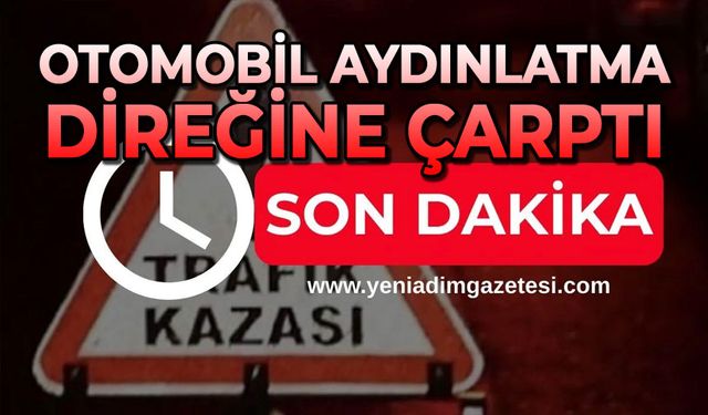 Otomobil aydınlatma direğine çarptı