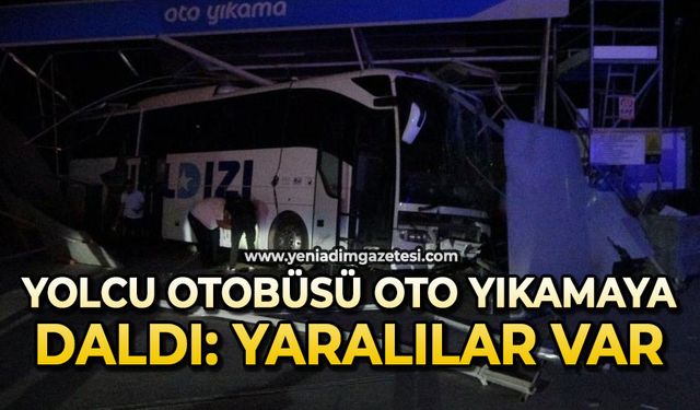 Yolcu otobüsü oto yıkamaya daldı: Yaralılar var