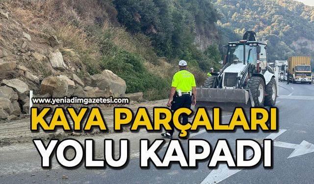 Kaya parçaları yolu kapadı