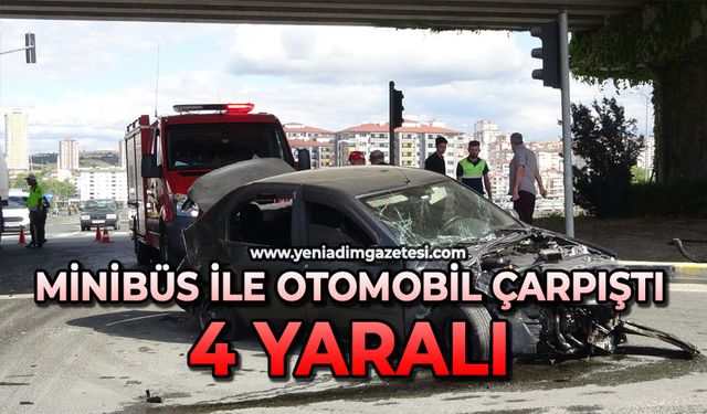 Minibüs ile otomobil çarpıştı: 4 yaralı