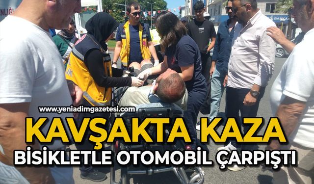 Kavşakta kaza: Bisikletle otomobil çarpıştı
