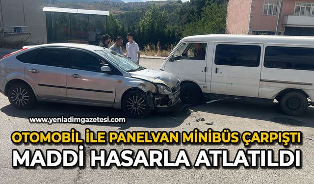 Otomobil ile panelvan minibüs çarpıştı: maddi hasarla atlatıldı