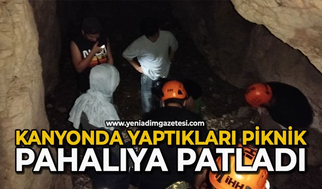 Kanyonda yaptıkları piknik pahalıya patladı