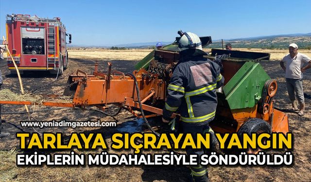 Tarlaya sıçrayan yangın ekiplerin müdahalesiyle söndürüldü