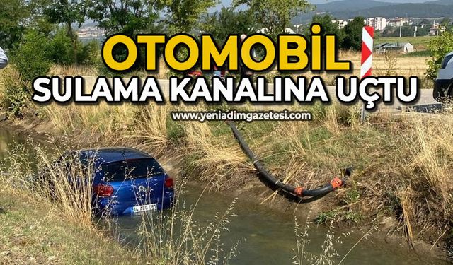 Otomobil sulama kanalına uçtu
