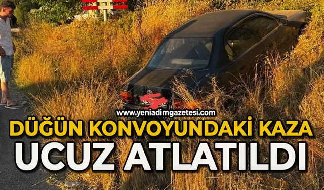 Düğün konvoyundaki kaza ucuz atlatıldı