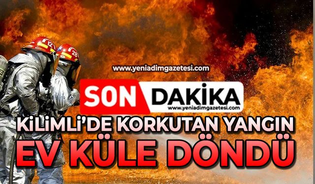 Kilimli’de korkutan yangın: Ev küle döndü